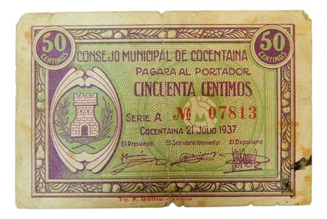 Cocentaina Billete Centimos Agb B Rc Monedalia Es