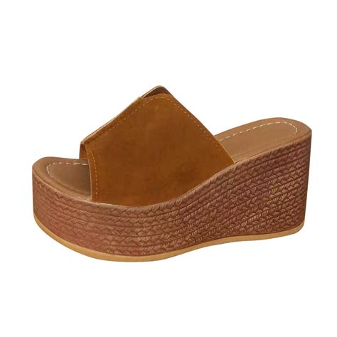 Vbarhmqrt Female Sandals Wide Width Arch Support Vacation Brown Wedge Heel Womens Sandals Women