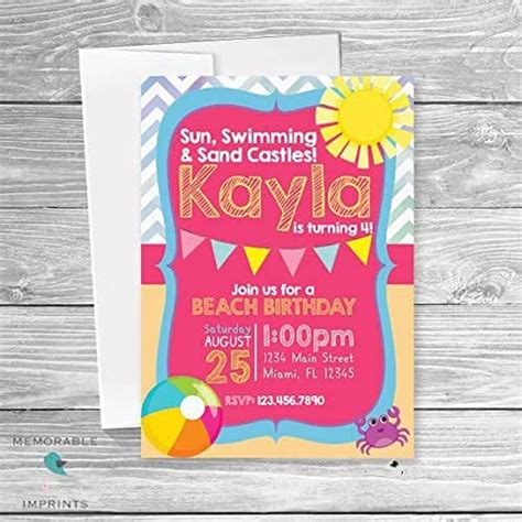 Amazon.com: Beach Birthday Invitations - Girls Birthday Invitation ...