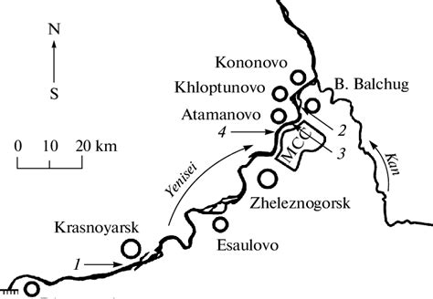 Schematic map of the Yenisei River site with sampling points ...