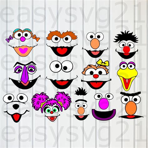 Monster Faces Svg Faces Svg Layered Svg Cartoon Svg Clipart Cricut