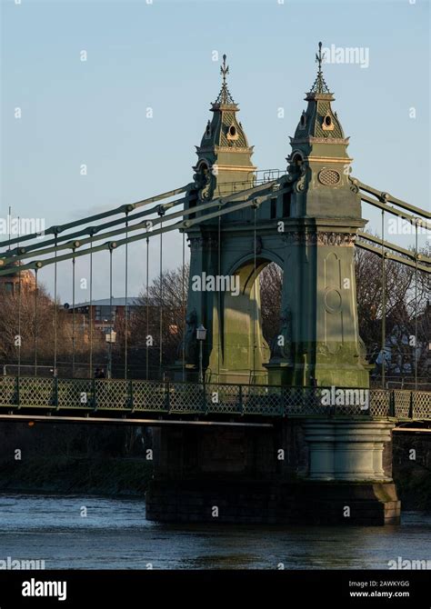 Hammersmith Bridge Iconic Victorian Suspension Bridge Spanning The