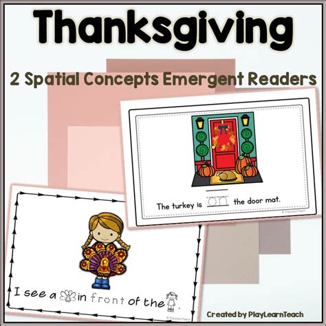 Spatial Concepts Thanksgiving Holiday Turkey Emergent Readers