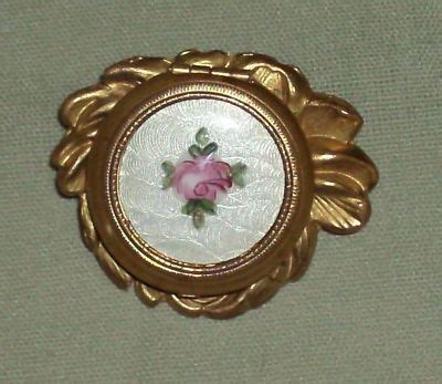 ANTIQUE VICTORIAN GUILLOCHE ENAMEL ROSE LOCKET BROOCH Antique Price