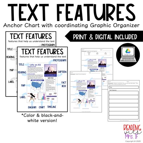 Text Features Anchor Chart with Graphic Organizer (PRINT & DIGITAL)