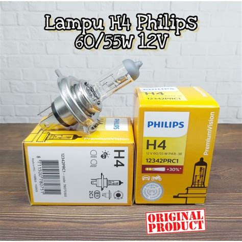 Lampu Mobil Bohlam Lampu Halogen Philips H4 60 55W 12V Harga Satuan