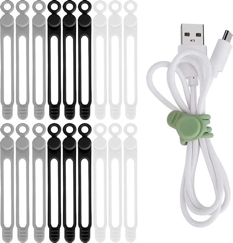 Amazon COMNICO 12pcs Cable Ties Reusable Suck On Silicone Cord