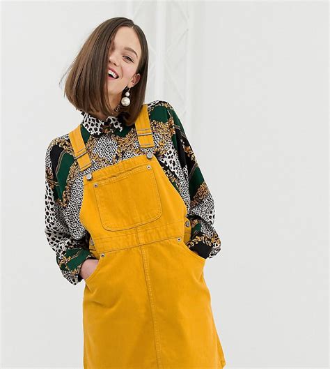 Monki Dungarees Dress In Yellow Lyst