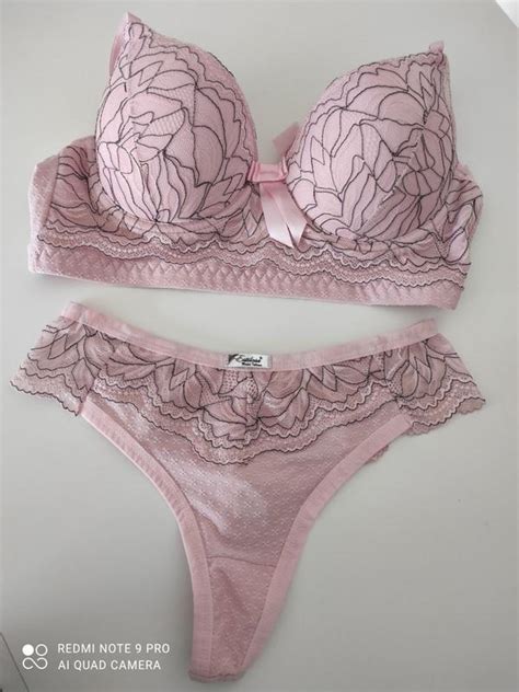 Conjunto De Lingerie Rosa C Preto Tam G Estilosa Moda Ntima Conjunto De Lingerie Magazine