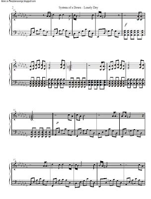 Pianitico System Of A Down Lonely Day Partitura Piano