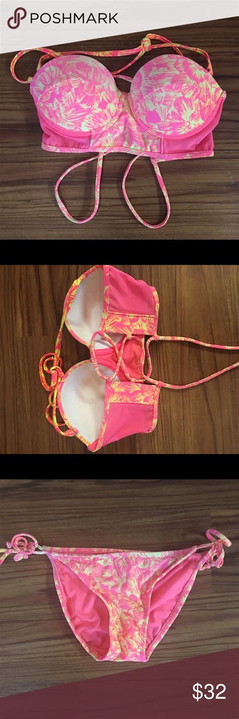 👙 Stringy Bikini Bright Unique Bikini Yellow Pink The Top Halter