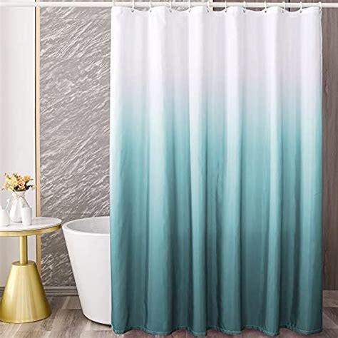 Yi Ze Teal Blue Ombre Shower Curtain Sets For Bathroom Accessories