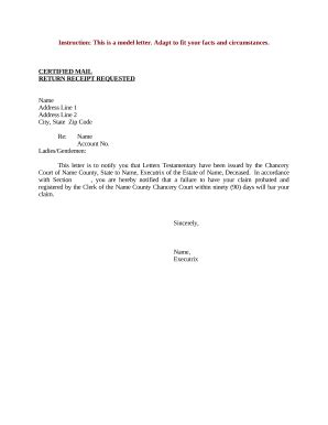 Letters Testamentary Doc Template Pdffiller