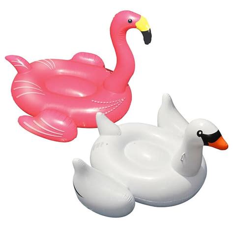 Swimline Giant White Swan And Flamingo Swimming Pool Float Combo 2 Pack 90621 27bx The Home