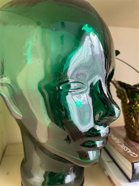 Rare Vintage 1970s Emerald Green Glass Mannequin Head Hat Wig Etsy