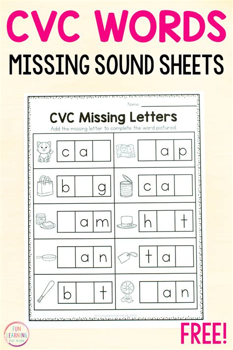 Cvc Missing Letter Worksheets For Phonics Practice Worksheets Library