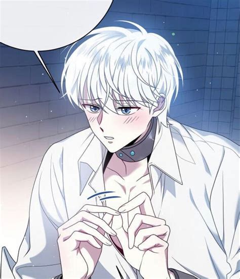 An Anime Character With White Hair And Blue Eyes Is Looking At