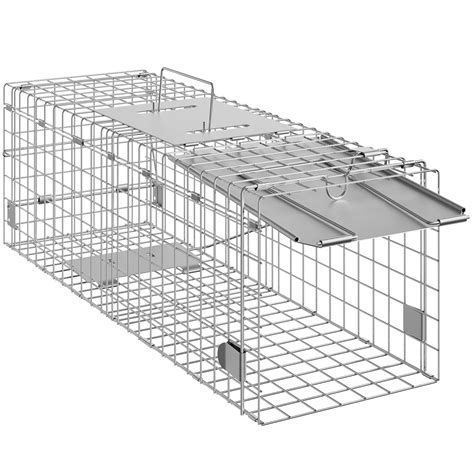VEVOR Live Animal Cage Trap 24" x 8" x 8" Humane Cat Trap Cats