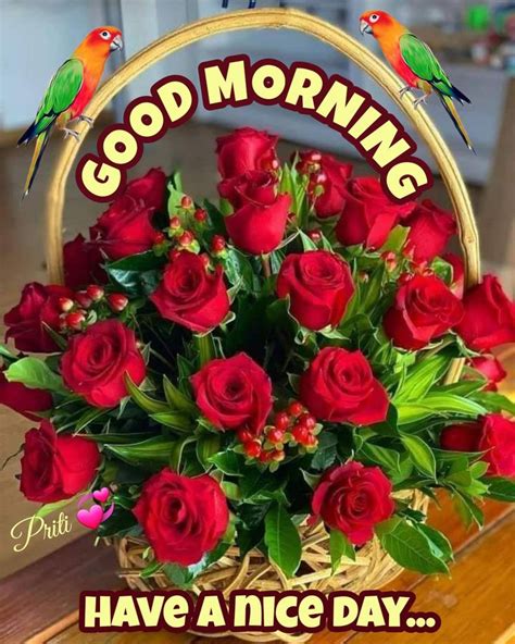 A Basket Filled With Red Roses Sitting On Top Of A Wooden Table Next To