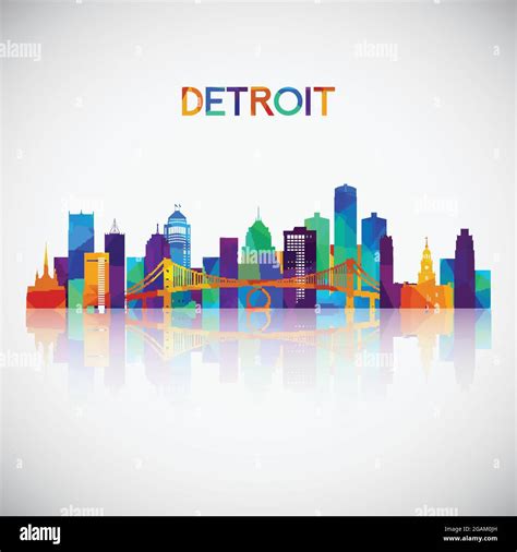 Detroit Skyline Silhouette In Colorful Geometric Style Symbol For Your