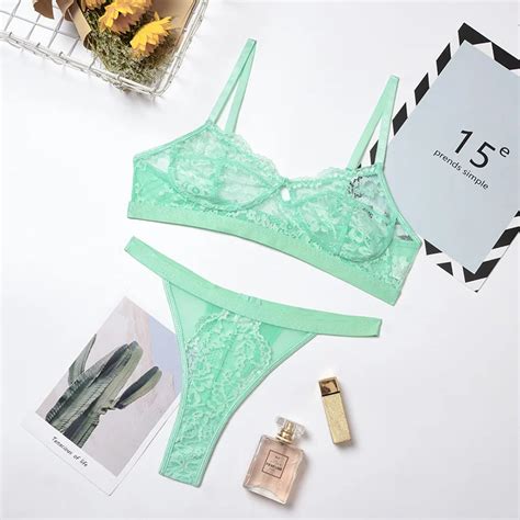 Billionm 2 Piece Lace Bra Set Women Wireless Panty Underwear Set Sexy Lingerie Set