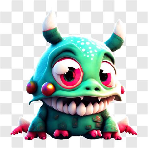 Download Cute Green Monster Cartoon Character PNG Online - Creative Fabrica