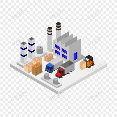 Isometric Industry In Vector D Concept Factory Png White