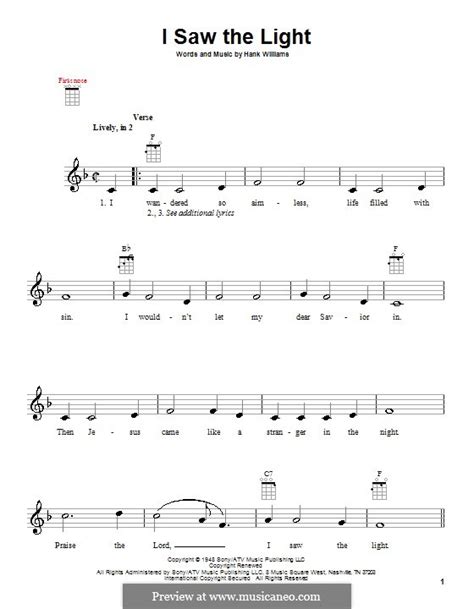 I Saw The Light By H Williams Sheet Music On MusicaNeo