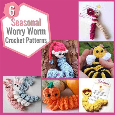 Seasonal Worry Worms Crochet Patterns Bundle Sale Including Tags For