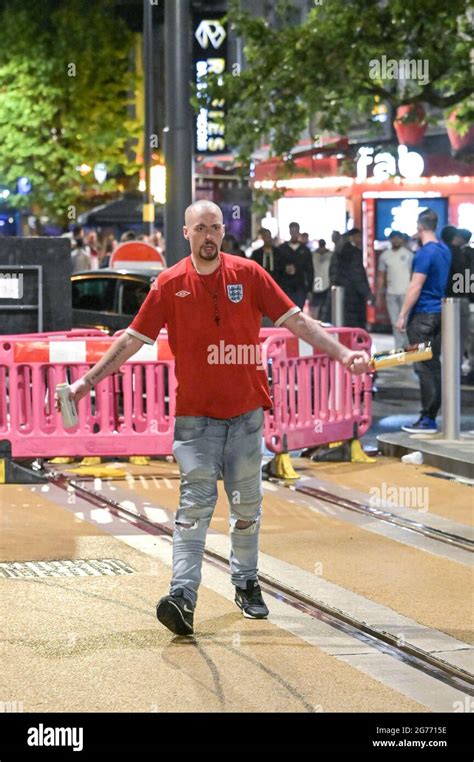 Broad Street Birmingham July 11th 2021 Fans Tussled With Each Other