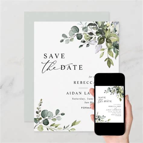 Elegant Eucalyptus Greenery Wedding Save The Date Invitation Zazzle