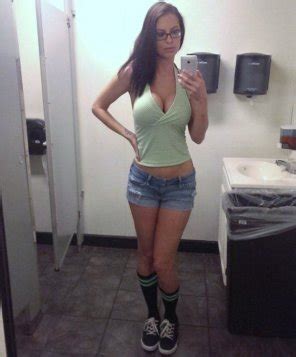 Cleavage Glasses Shorts And Striped Socks Wow Porn Pic