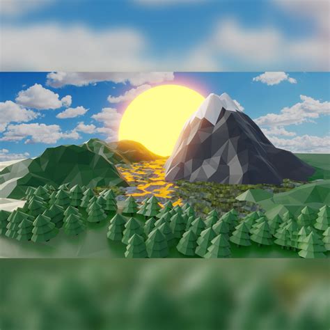 My 1st Low Poly Landscape - Blender on Behance