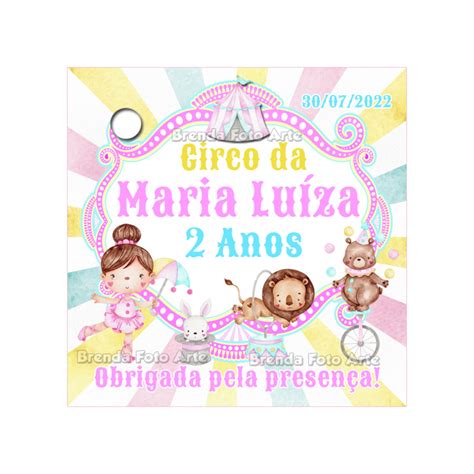 Tag De Agradecimento Circo Rosa Aquarelado Elo