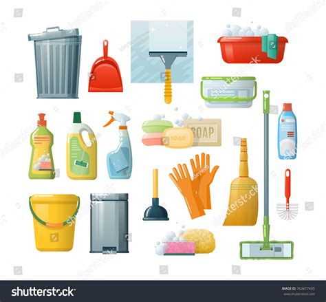 Set Cleaning Supplies Tools Accessories Buckets Stock Vector (Royalty ...