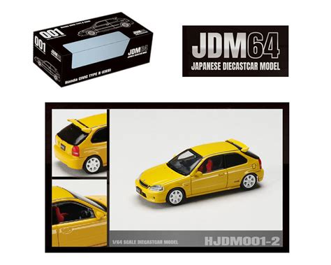 Hobby Japan 1 64 Honda Civic Type R Ek9 Sunlight Yellow Jdm64 M And J Toys Inc Die Cast