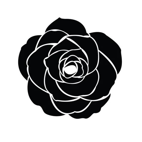 Black silhouette outline rose, isolated on white Stock Vector Image by ...