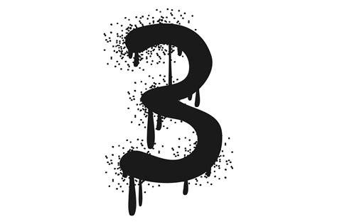 Graffiti Spray Number. Black Three Artis Graphic by microvectorone ...