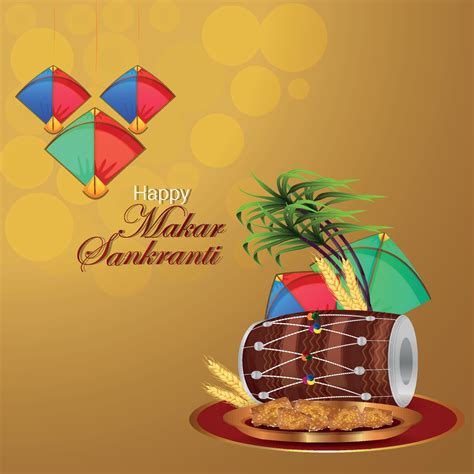 Happy Makar Sankranti Greeting Card 1988125 Vector Art At Vecteezy