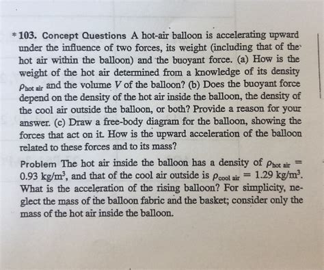 Solved Concept Questions A Hot Air Balloon Is Chegg