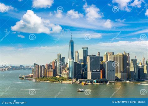 Aerial View Of Manhattan In New York Stock Photo Image Of River York