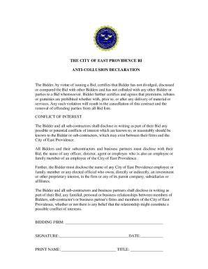 Fillable Online Anti Collusion Declaration Fax Email Print Pdffiller