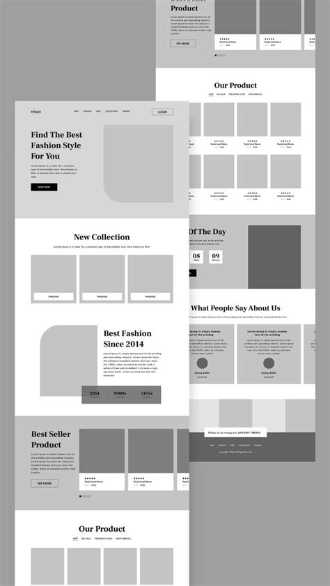 Fashion Ecommerce Wireframe Design Landing Page Template In 2024