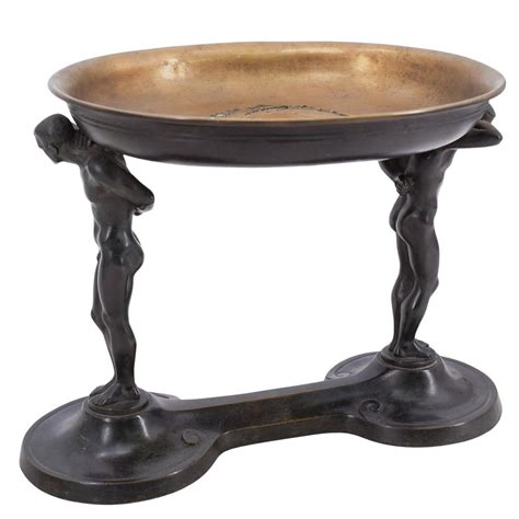At Auction Art Deco Bronze Nude Male Centerpiece Bowl