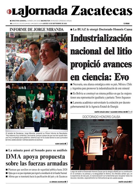 La Jornada Zacatecas 15 De Septiembre De 2022 By La Jornada Zacatecas