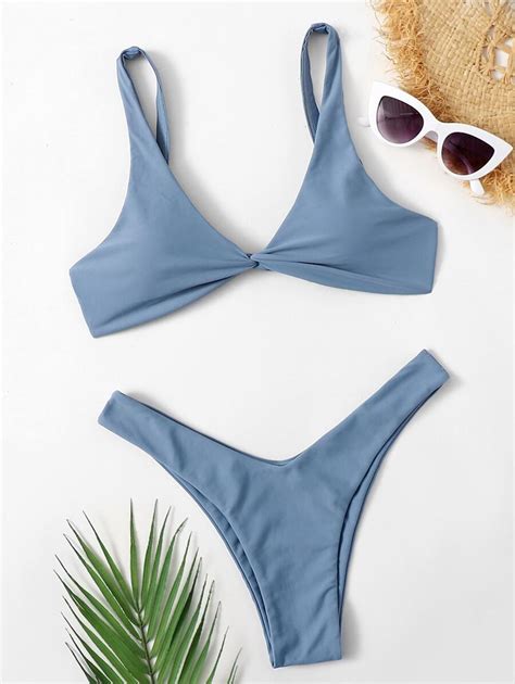 SHEIN Swim Bañador bikini cortado alto girante delantero Moda de