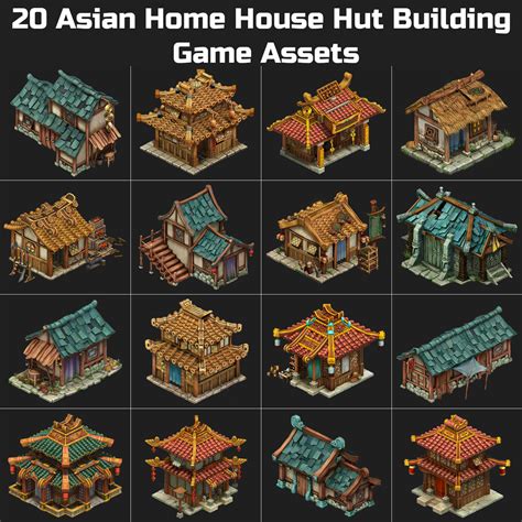 Artstation 20 Asian Home House Hut Building Game Assets Game Assets