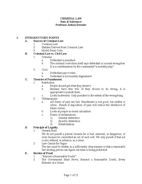 86642273 Sum Substance Criminal Law Outline By Joshua Dressler