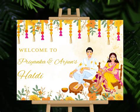 Haldi Ceremony Welcome Sign As Pithi Sign Indian Wedding Haldi Decor