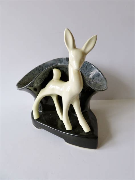 Vintage S S Mid Century Ceramic Deer Fawn Indoor Planter Tv Lamp W